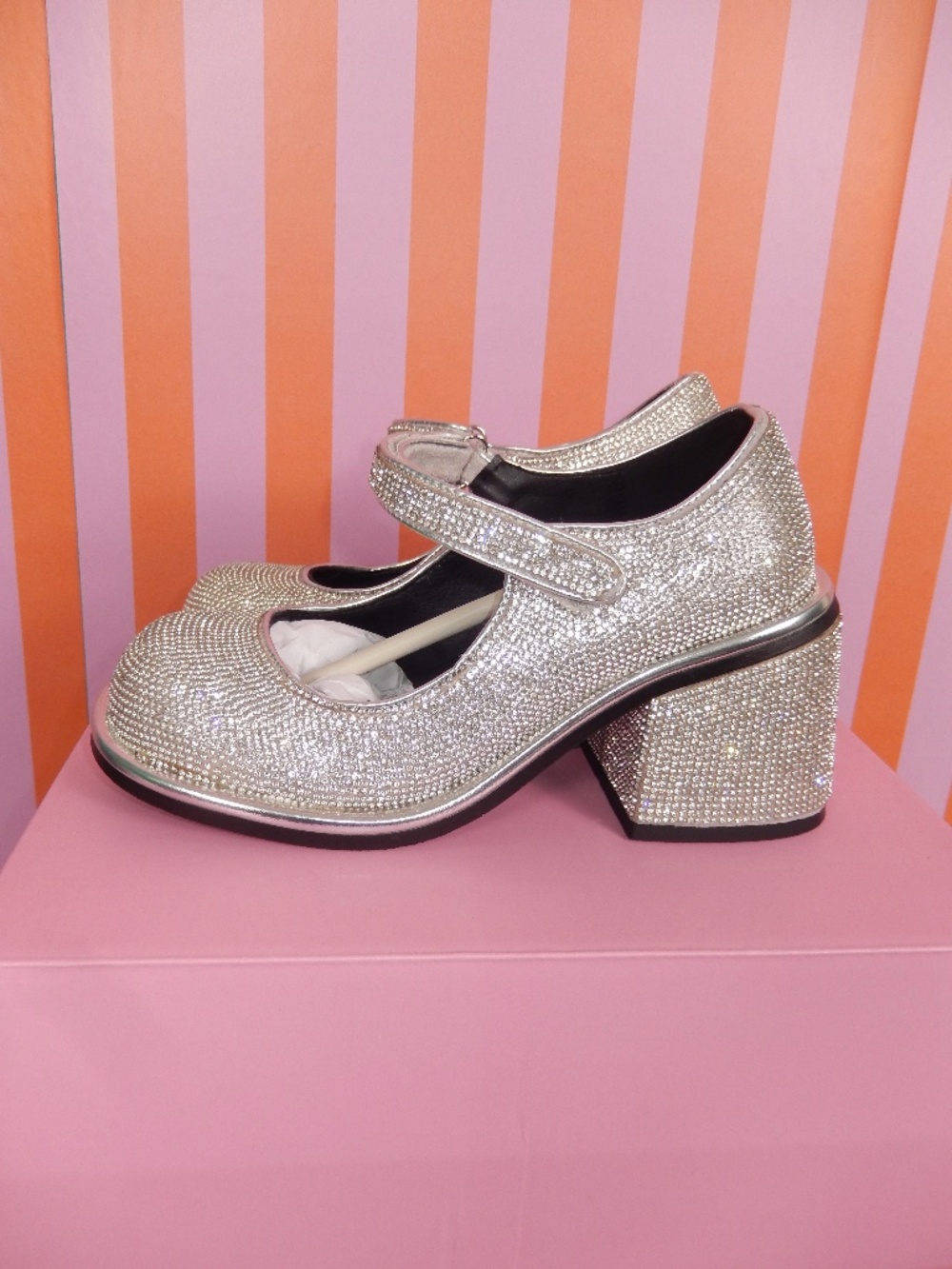 Sugar Thrillz Silver Crystal Chunky Mary Janes Shoes Dolls Kill 7
